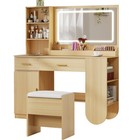 47 Wood Vanity Desk With Mirror Lights Makeup Set Drawers Shelves Cabinet Stool