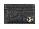 New Gucci Marmont Black Leather Double G Credi Card Case W box