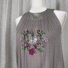 Baby Phat Dress Womens Xl Gray Sequin Cat Floral High Neck Tank Sundress Summer