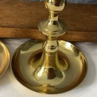 Set Of 2 Hampton Solid Brass Candlestick Holder 9    Taper Tulip Felt Vtg