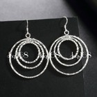 925 Sterling Silver Hypo-allergenic Three 41mm Medium Hoop Dangle Earrings H4q