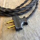 Black   8  Vintage Lamp Cord   Twisted Cloth Covered Wire W  Black Flat Plug