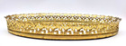 Vtg Ornate Hollywood Regency Oval Brass Gold Filigree Mirror Vanity Tray 13 5 