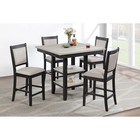 5pc Counter Height Dining Set Square Table W Shelves Cushion Chairs