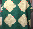 Vintage Homemade Green   Yellow Quilt