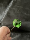 Estate Antique Victorian Faceted Green Crystal Glass 9  Long Stick Hatpin