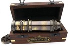 Vintage Nautical Handheld Brass Telescope With Wood Box - Nautical     Fast Ship