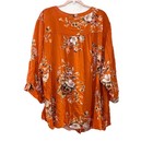 Torrid Harper Orange Floral Print Long Sleeve Button Down Top Plus Size 6 6x