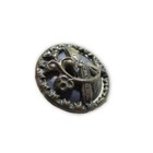 Ornate Old Victorian Brass Flower On Blue Enamel  Antique Metal Button 14mm