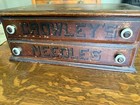 Antique Crowley   s Needles Wooden Advertising Cabinet 2 Drawer Sewing Store Displ
