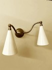 Double Arm Brass Wall Sconce     Modern Cone Shade Country Style Light