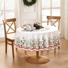 Elrene Home Fashions Winter Holiday Berry Bordered Tablecloth 70  Round