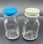 Vintage Miniature    ball Mason Jar    Clear Glass Salt Pepper Shakers 1978 With Box