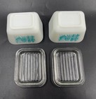 X2 Pyrex Amish Butterprint Refrigerator Dish  501 With Lids 1 5 Cups - Euc