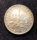 1918 French Silver 1 Franc  Wwi  Pretty Color  Enn Coins