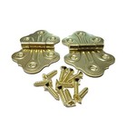 Pair Of Embossed Ornamental Hinges Brass Plated Finish Antique Style