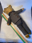 Pre-owned Vintage Fully-jointed Mohair 20  Teddy Bear  Button Eyes  Plaid Suit