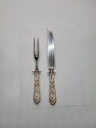Vintage Repousse Sterling Handle Cheese Knife And Fork Set International