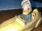 Rare Walt Disney Donald Duck And Pluto Car 1930s Sun Rubber Toy