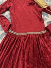 Red Laced Trim Gothic Medieval Renaissance Costume Dress Cosplay Velvet