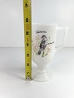 Vintage Footed Milk Glass Souvenir Cup Tennessee Mocking Bird Iris