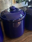 Vintage Cobalt Blue Enamel Canister Set Of 4 Gha Mid-century W  Lids
