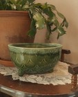 Vintage Cookson Pottery Cp-2706 Green Oval 3-footed Planter Bowl Usa Mid Century