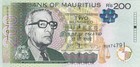 Mauritius 200 Rupees  2013  - Central Bank Building fruit Market  P-65ba Unc