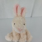 Russ Stuffed Plush Cream Ivory White Ecru Beanbag Bunny Rabbit Pink Ear Easter