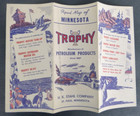 1949  Minnesota Road Map Trophy Oil Gas H k  Stahl St  Paul