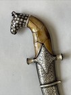 Indo Persian Damascus Knife Dagger Bone Grips Silver Kofthgiri Worked 12   