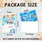 20 Pcs Pool Party Birthday Invites Summer Pizza Theme Invitations Envelopes A21