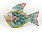 Vtg Boho Coastal Wooden Fish Figurine Hand Carved Painted Sea Life Art 10    X 7 