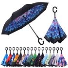 Inverted Reverse Umbrella With C-shaped Handle Windproof Upside Down Sapphire-1