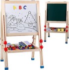 Easel For Kids Learning Toy Wooden Chalkboard And Magnetic Whiteboard Stand
