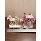 Vintage Tokai Japan Porcelain Horse Carriage Figurine 4 Horses Pink Victorian