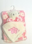 2 Pc Baby Blanket Plush Bear Set Pink White Floral Thank Heaven For Little Girls