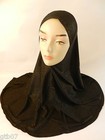 Black Shiny Soft One Piece Big Plain Muslim Hijab Head Cover Scarf Slip-on