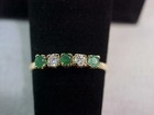 Vintage Natural Green Emerald And Diamond Ring Band 10k Yellow Gold Size 5 75