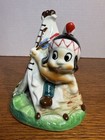Vintage 1950   s Ceramic Teepee Incense Burner Figural Child Native Motif 4   
