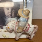 Ceramic Little Cowboy Picture Frame By Michel Holds 3 5x5 Photo Baby Blue Pink 