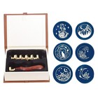Wax Seal Stamp Set vintage 6 Pieces Moon Series Sealing Stamp Heads Handle 