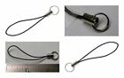 10 Black Cell Phone Straps  Lariat Strings   W  Cap   Split Ring End For Charms