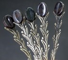 6 Vintage 900 Sterling Silver Demitasse Coffee Bean Finial Demitasse Spoon