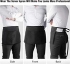 Half Bib Waist Apron 3 Pocket Resistant Waitress Waiter Barista Workwear Unisex