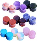 18pc Stone Ear Stretching Plugs - Saddle Double Flared Gauges For Ears - Begi   