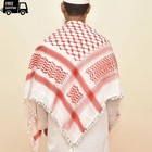Red White Palestinian Keffiyeh Scarf Cotton Arab Kufiya 48x48