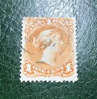 Canada Scott 23 1c Large Queen Yellow Orange Fvf Used Light Town Cancel  1869 