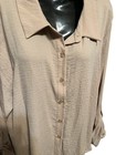 Simply Vera Sz Xxl Button Down Taupe Asymmetrical Hem Long Sleeve Dress Top