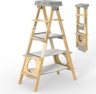 Gdlf Modern Wood Cat Tree Tower   Foldable Ladder Design  Hammock   Scratch Post